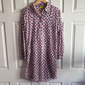 Roberta Roller Rabbit Pink and Blue Patterned Long Sleeve Dress